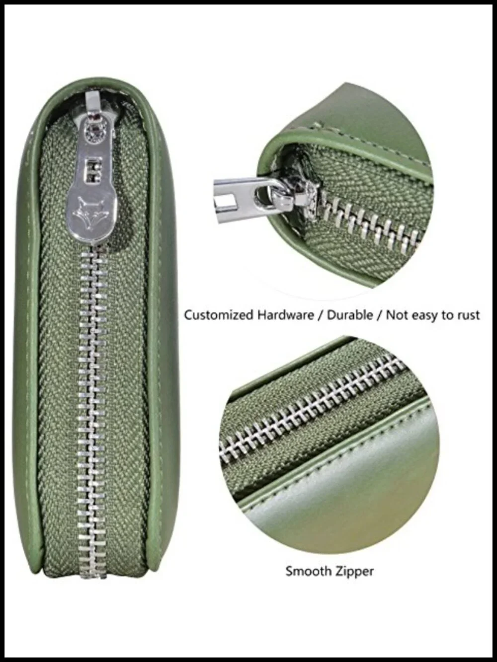 Genuine Leather RFID Passport Credit Card Holder Case with Zipper